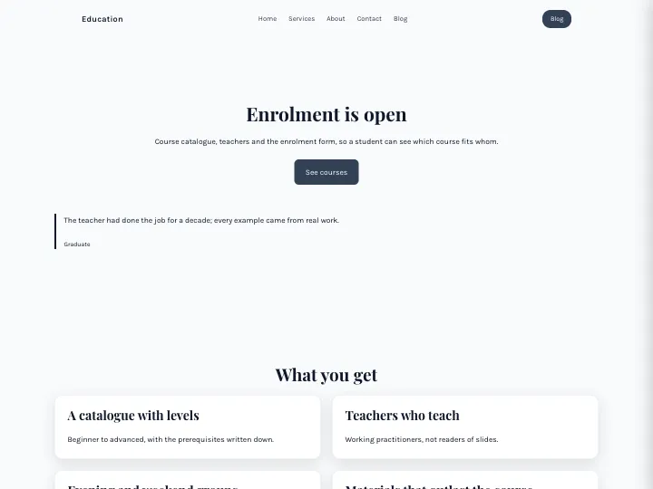 Education · Warm Slate