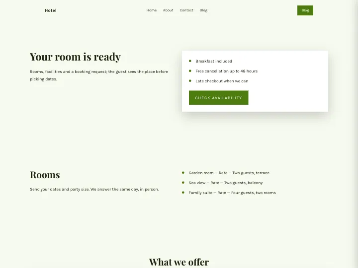 Hotel · Warm Olive