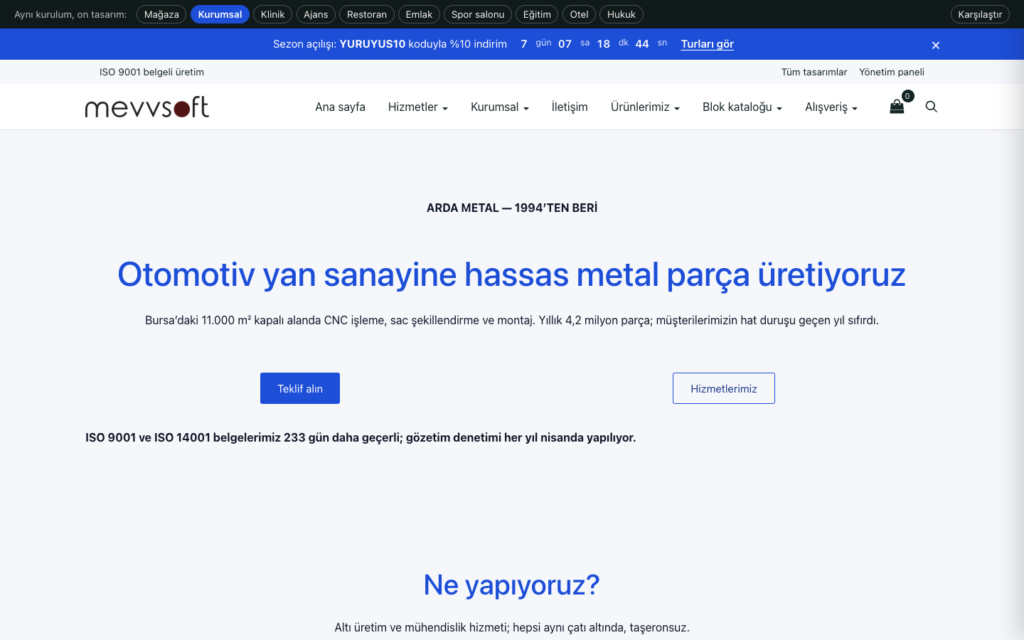 Kurumsal tasarımının açılış sayfası