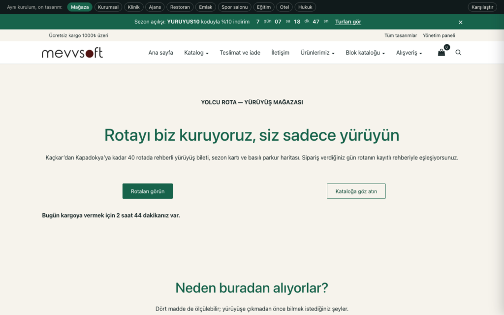 Mağaza tasarımının açılış sayfası
